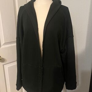EILEEN FISHER Ivy Green French Terry Hooded Organic Cotton Cardigan Jacket XL